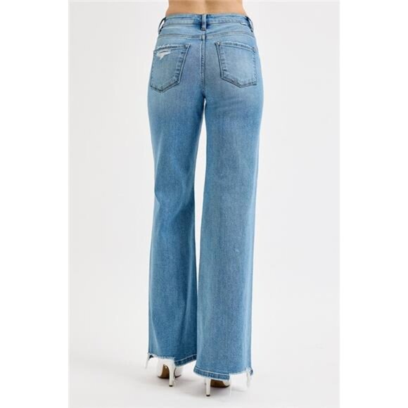 RISEN Full Size Distressed Wide Leg Jeans Plus Size - Picture 4 of 4